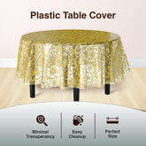 Round Gold Lace Plastic Table Cover | Case of 48